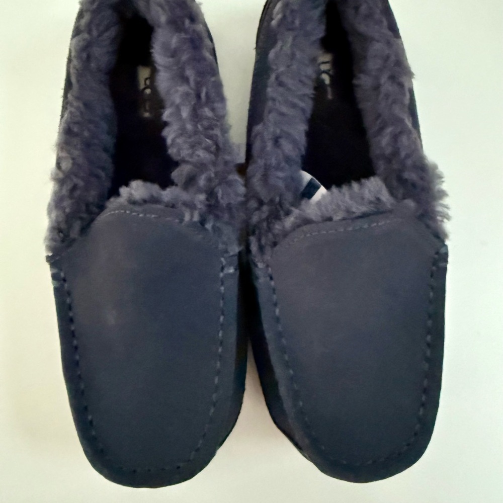 UGG Kids Gray Fur-Lined Moccasins